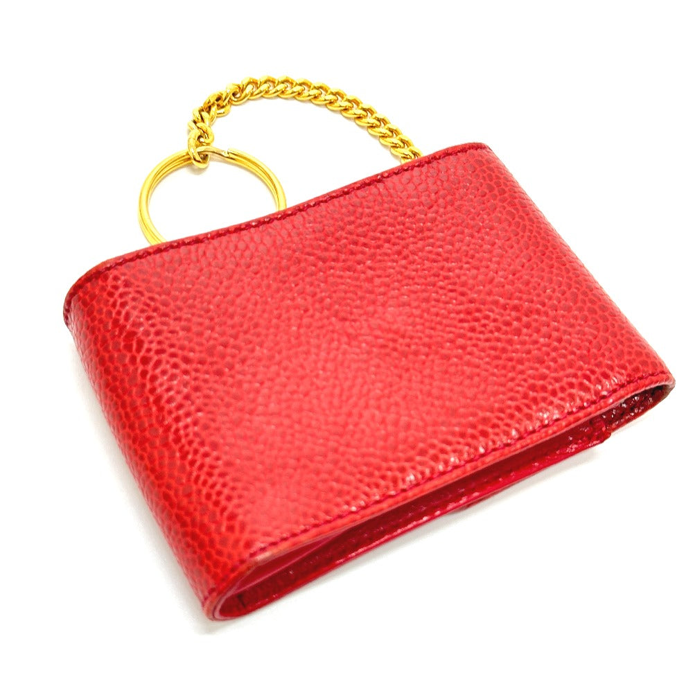 CHANEL CC ココマーク ミニ ポーチ シガレットケース キャビアスキン レディース レッド