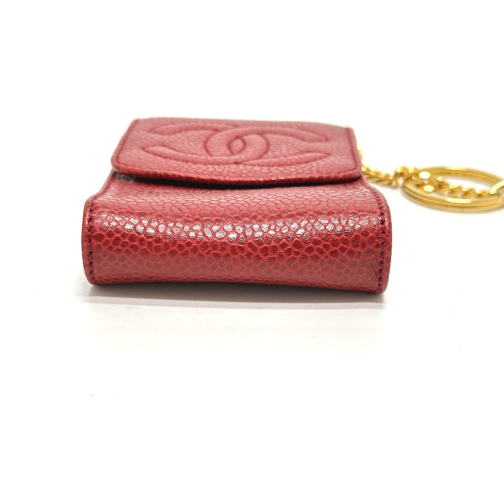 CHANEL CC ココマーク ミニ ポーチ シガレットケース キャビアスキン レディース レッド