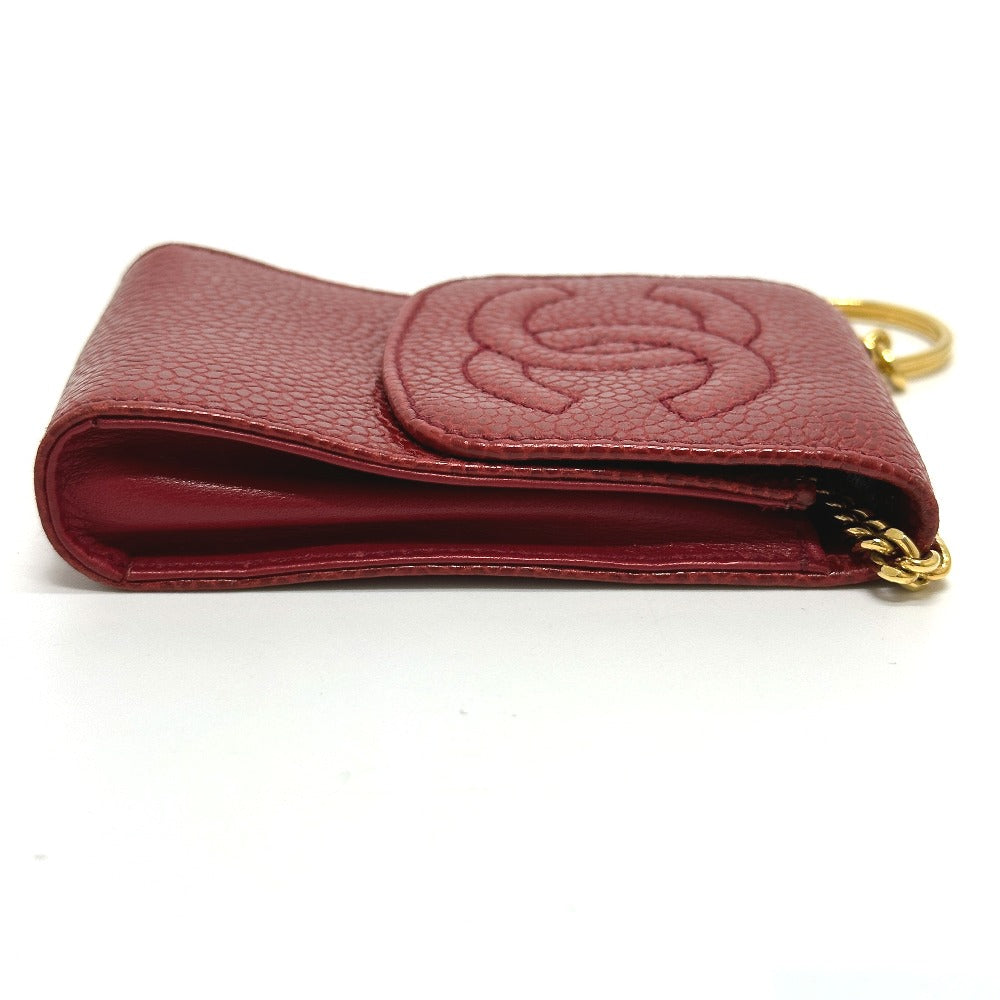 CHANEL CC ココマーク ミニ ポーチ シガレットケース キャビアスキン レディース レッド