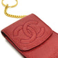 CHANEL CC ココマーク ミニ ポーチ シガレットケース キャビアスキン レディース レッド