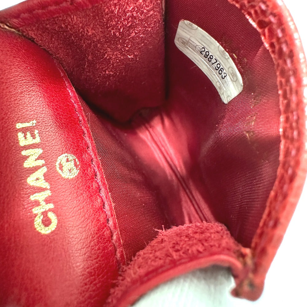 CHANEL CC ココマーク ミニ ポーチ シガレットケース キャビアスキン レディース レッド