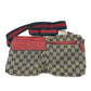 GUCCI 28566 GG/Logo Body Bag/Waist Bag in GG Canvas/Leather, Men's, Red
