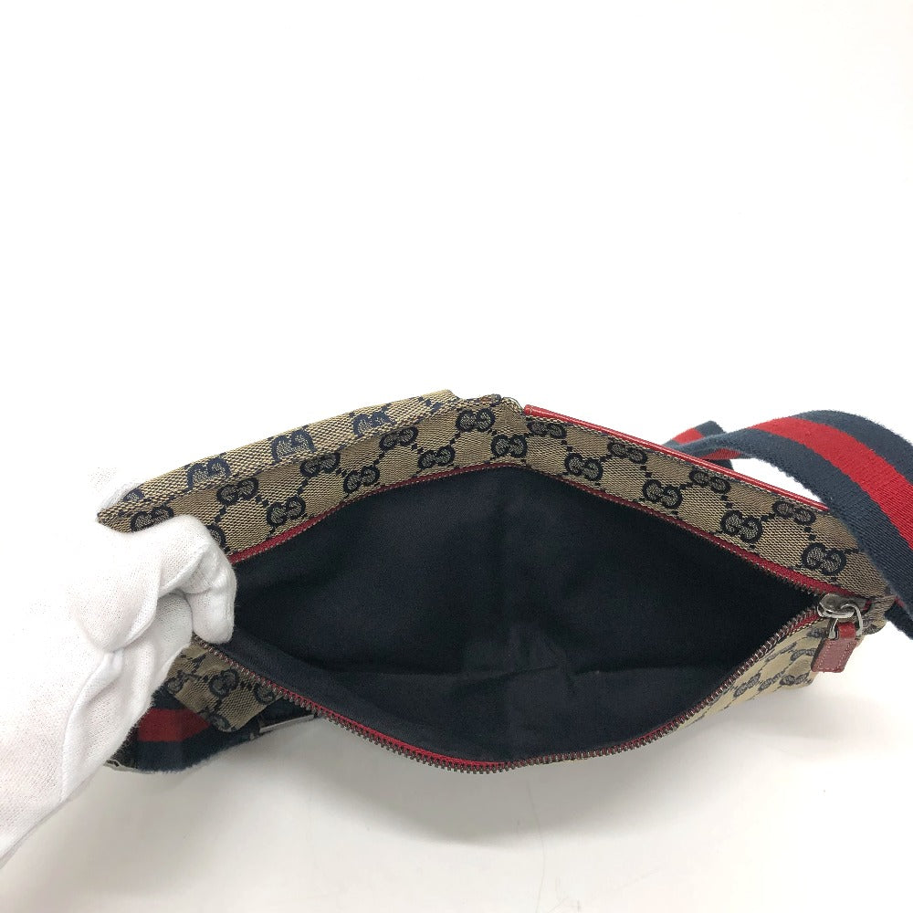 GUCCI 28566 GG/Logo Body Bag/Waist Bag in GG Canvas/Leather, Men's, Red