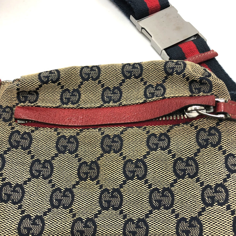 GUCCI 28566 GG/Logo Body Bag/Waist Bag in GG Canvas/Leather, Men's, Red
