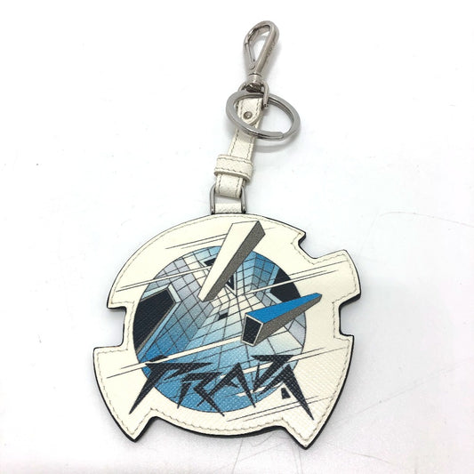 PRADA 2TL296 Key/Key Ring Charm Fashion Accessory Keychain Saffiano Leather Women's White