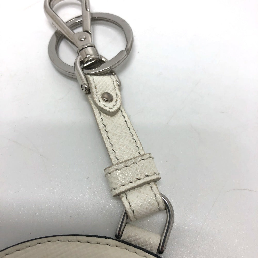 PRADA 2TL296 Key/Key Ring Charm Fashion Accessory Keychain Saffiano Leather Women's White
