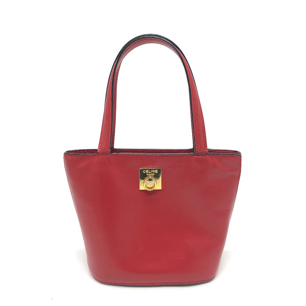 CELINE ミニトート カバン ハンドバッグ レザー レディース レッド