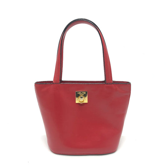 CELINE ミニトート カバン ハンドバッグ レザー レディース レッド