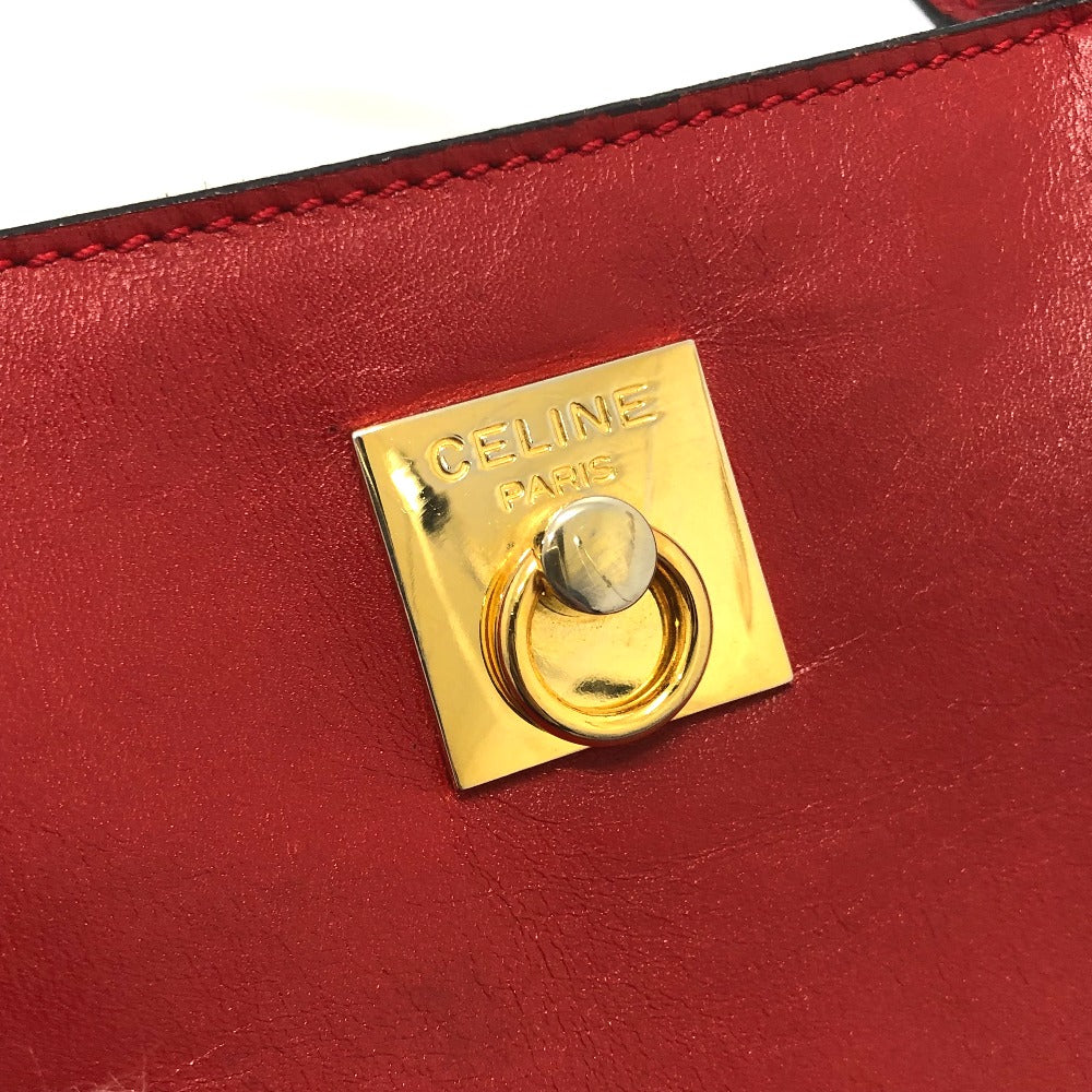 CELINE ミニトート カバン ハンドバッグ レザー レディース レッド