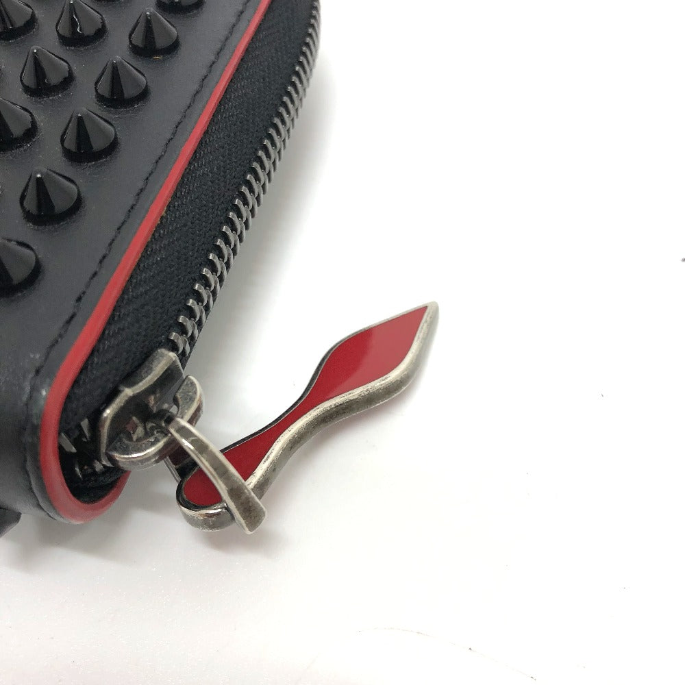 Christian Louboutin パネトーネ スパイクスタッズ ラウンドファスナー 長財布 レザー メンズ ブラック