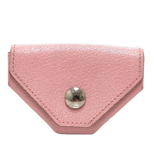 HERMES Levain Quatre Coin Purse Chevre Women's Rose Sakura/Caramel Pink