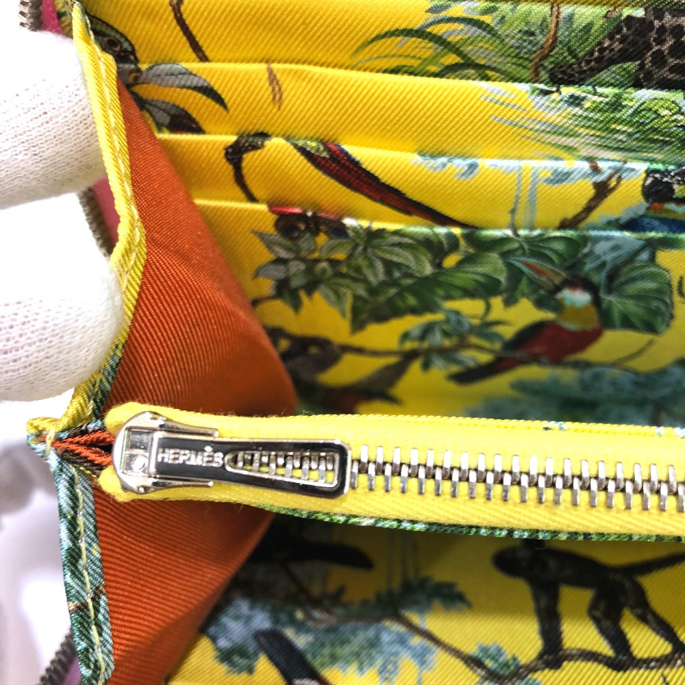 HERMES 総柄 アザップロング シルクイン ラウンドファスナー/サイフ 長財布 ヴォーエプソン レディース モーヴシルベスト ピンク系