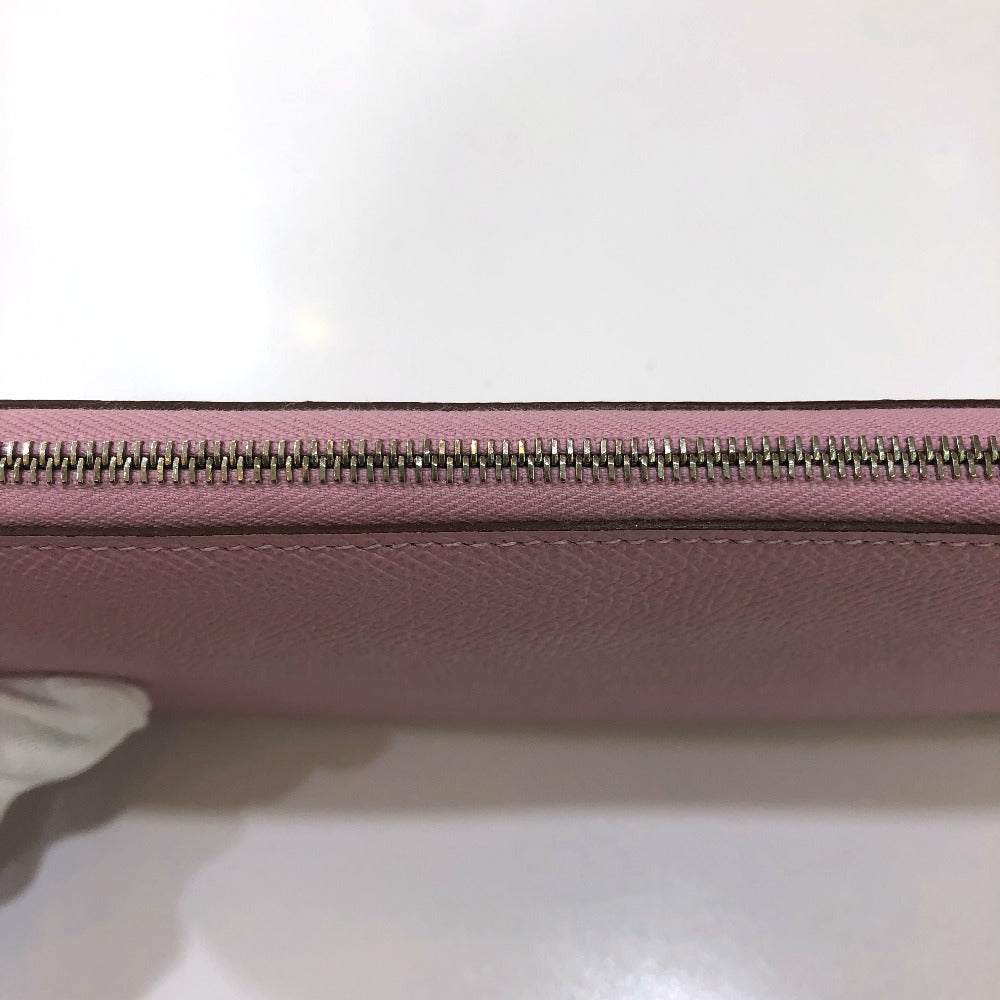 HERMES 総柄 アザップロング シルクイン ラウンドファスナー/サイフ 長財布 ヴォーエプソン レディース モーヴシルベスト ピンク系