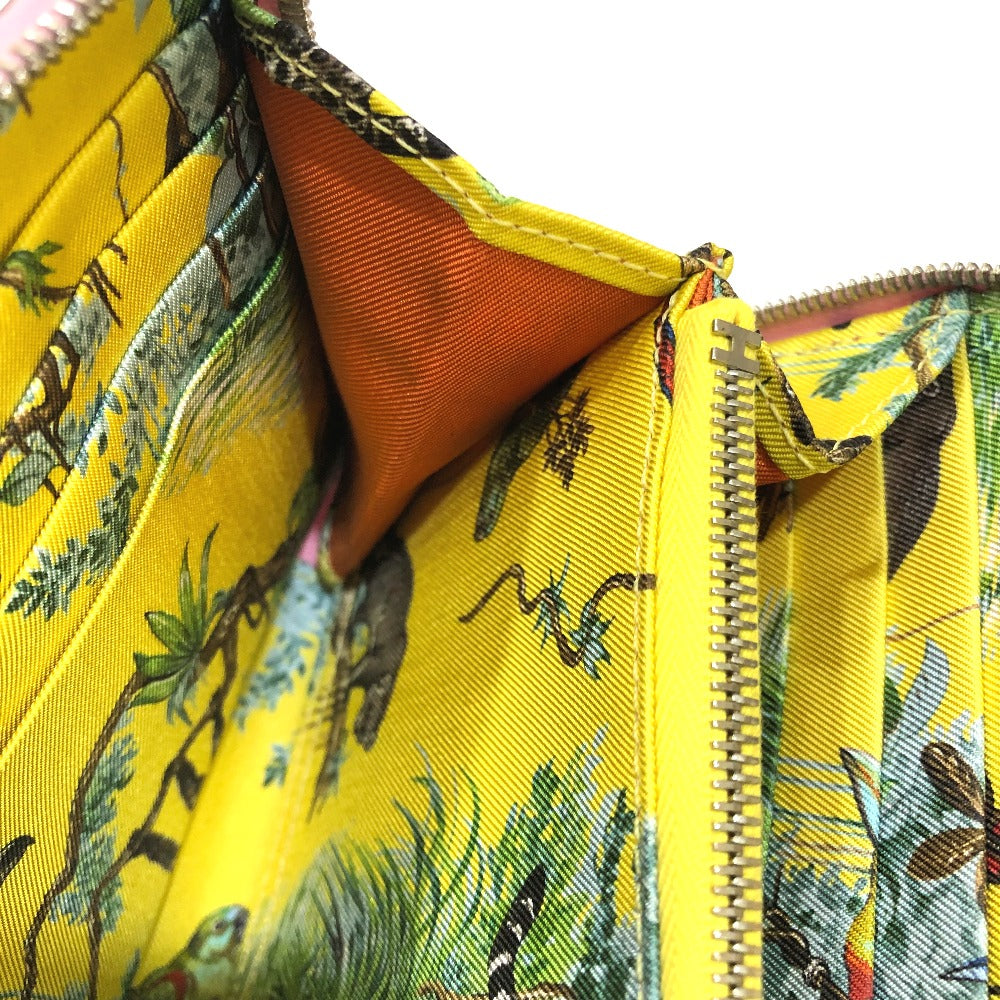 HERMES 総柄 アザップロング シルクイン ラウンドファスナー/サイフ 長財布 ヴォーエプソン レディース モーヴシルベスト ピンク系