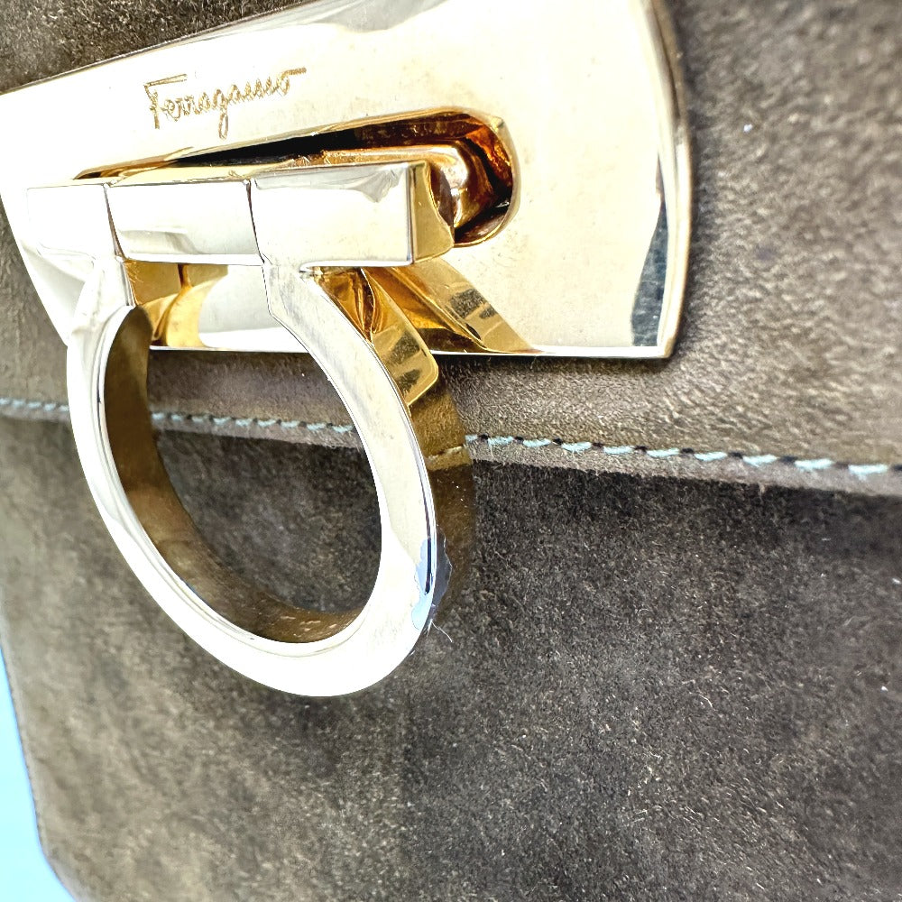 Salvatore Ferragamo ガンチーニ ハンドバッグ スエード レディース ブラウン
