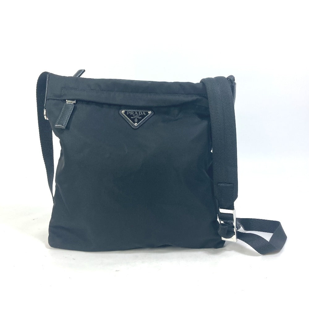 PRADA 2VH055 Logo Plate Triangle Logo Crossbody Shoulder Bag Nylon Men's Black
