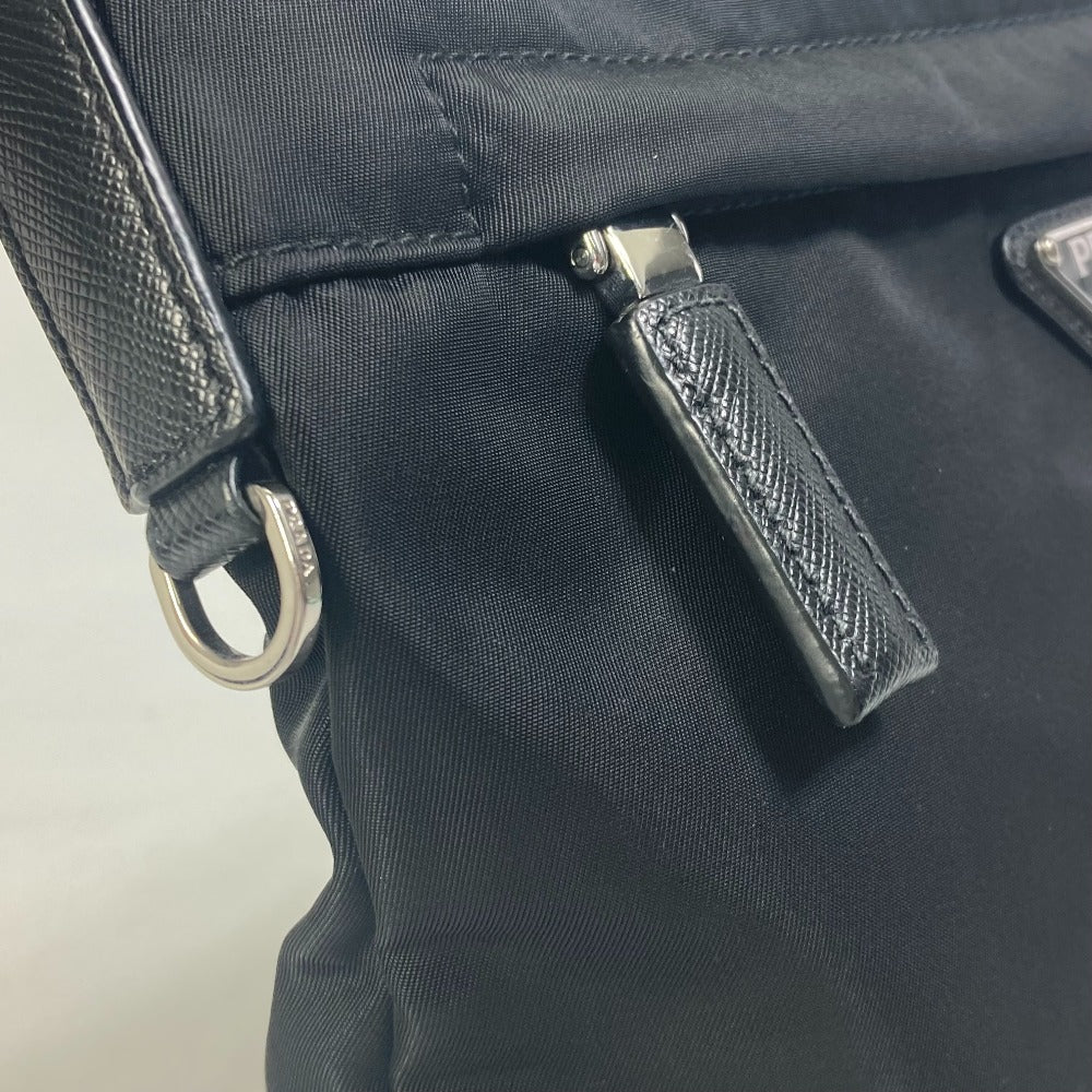 PRADA 2VH055 Logo Plate Triangle Logo Crossbody Shoulder Bag Nylon Men's Black