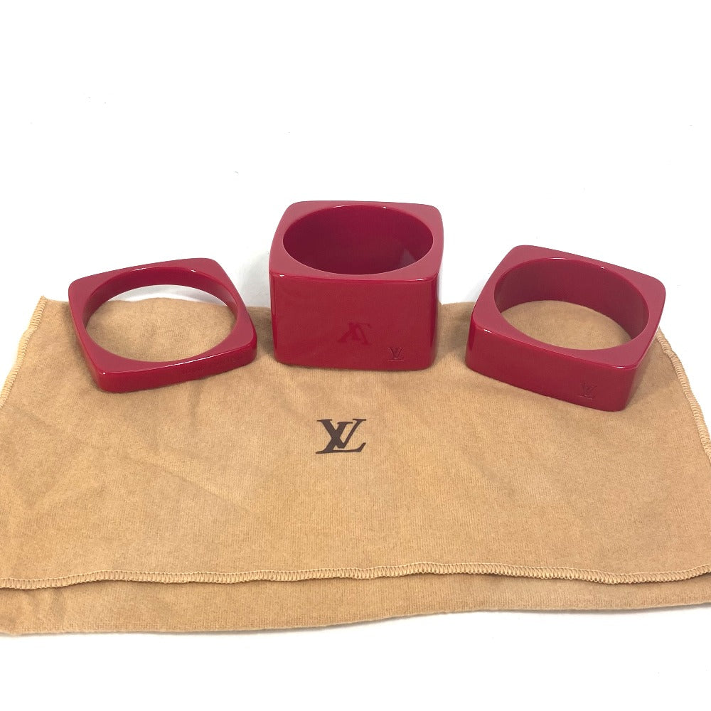 LOUIS VUITTON Square LV Logo 3-Piece Bracelet/Bangle Set in Red, Plastic, for Women