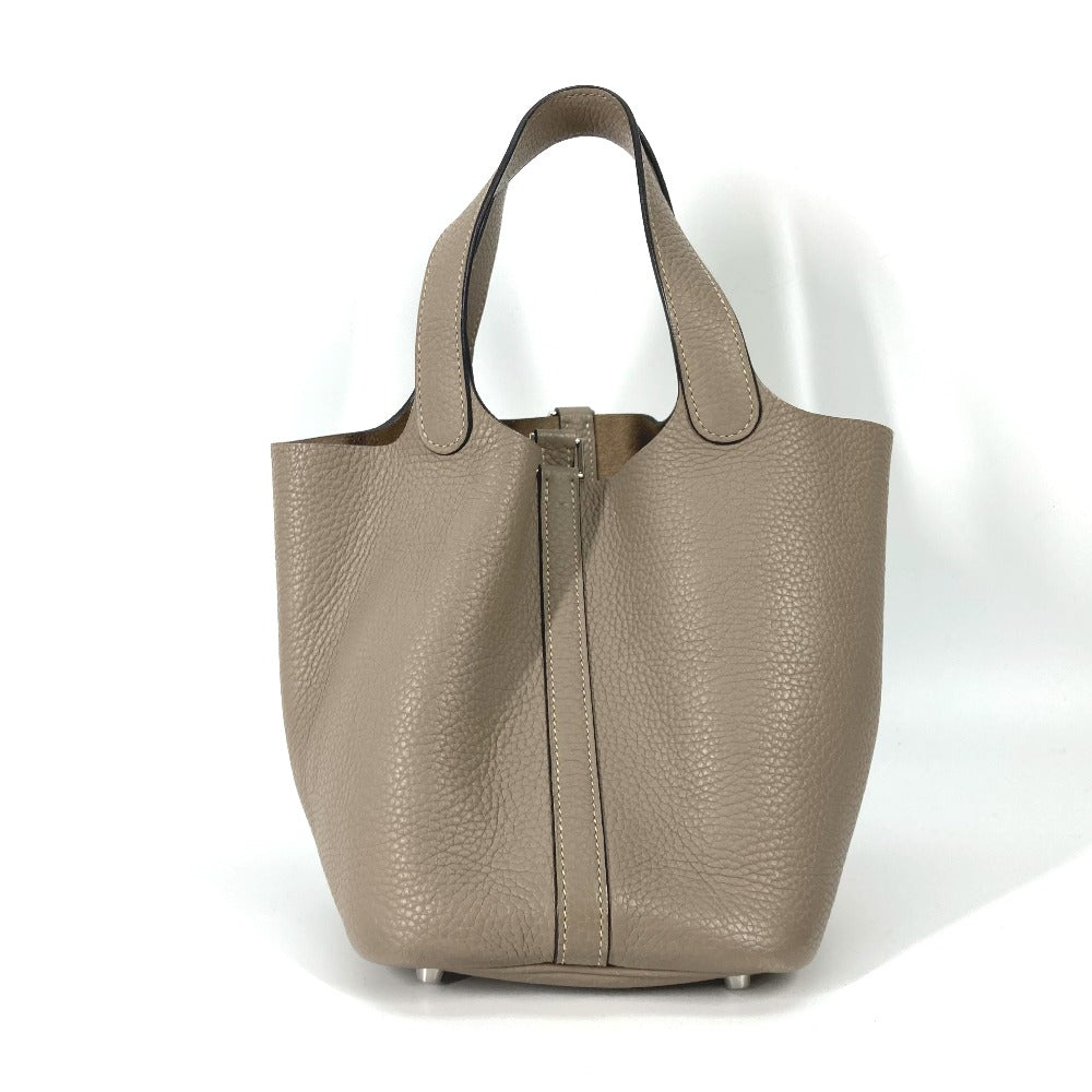 HERMES Picotin Lock PM 18 Tote Bag/Handbag in Taurillon Clemence Leather, Tourtiere Gray, for Women