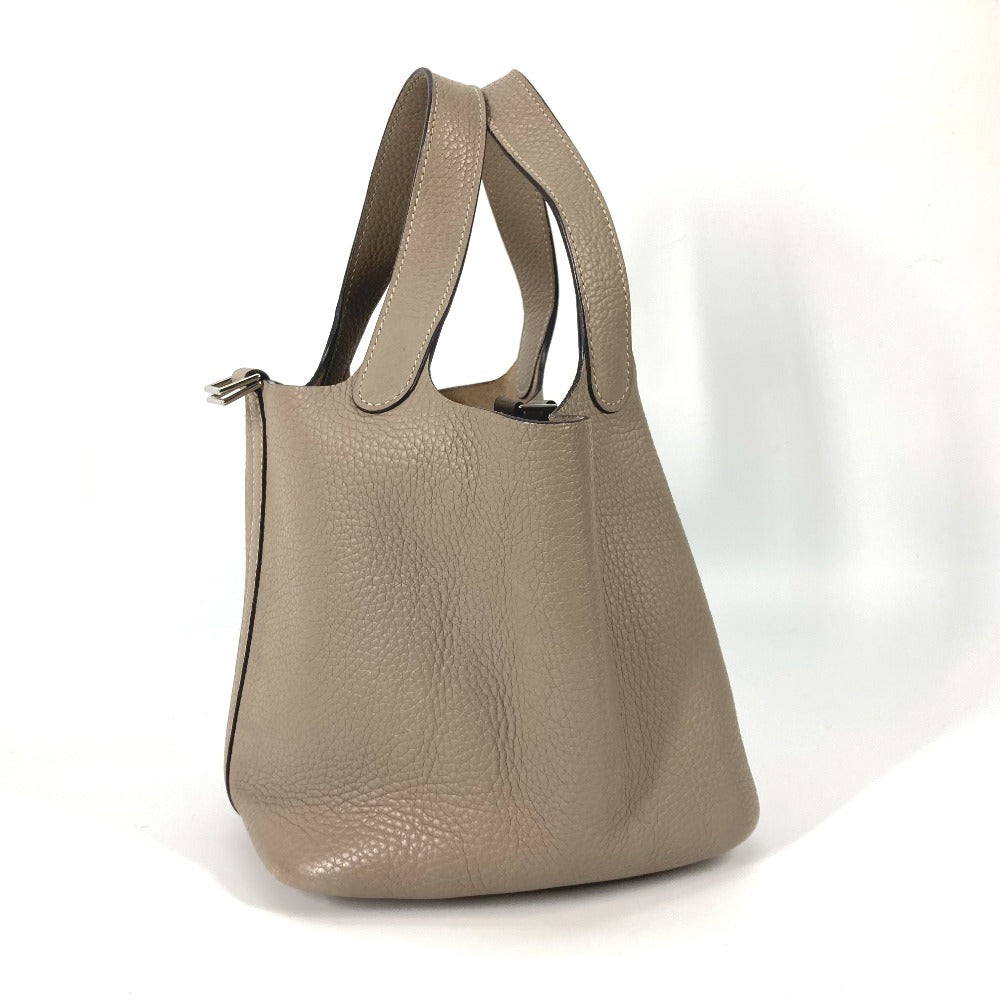 HERMES Picotin Lock PM 18 Tote Bag/Handbag in Taurillon Clemence Leather, Tourtiere Gray, for Women