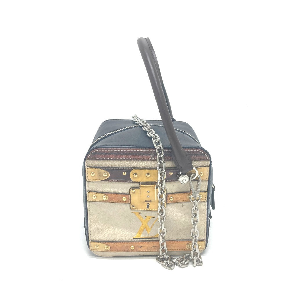 LOUIS VUITTON M52350 トロンプ ルイユ チェーン 2WAY ハンドバッグ レザー レディース ブラック/ベージュ