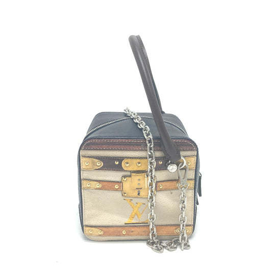 LOUIS VUITTON M52350 トロンプ ルイユ チェーン 2WAY ハンドバッグ レザー レディース ブラック/ベージュ