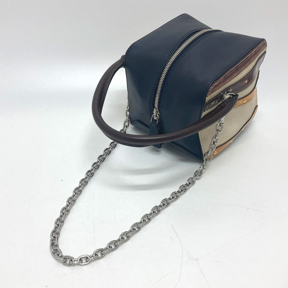 LOUIS VUITTON M52350 トロンプ ルイユ チェーン 2WAY ハンドバッグ レザー レディース ブラック/ベージュ
