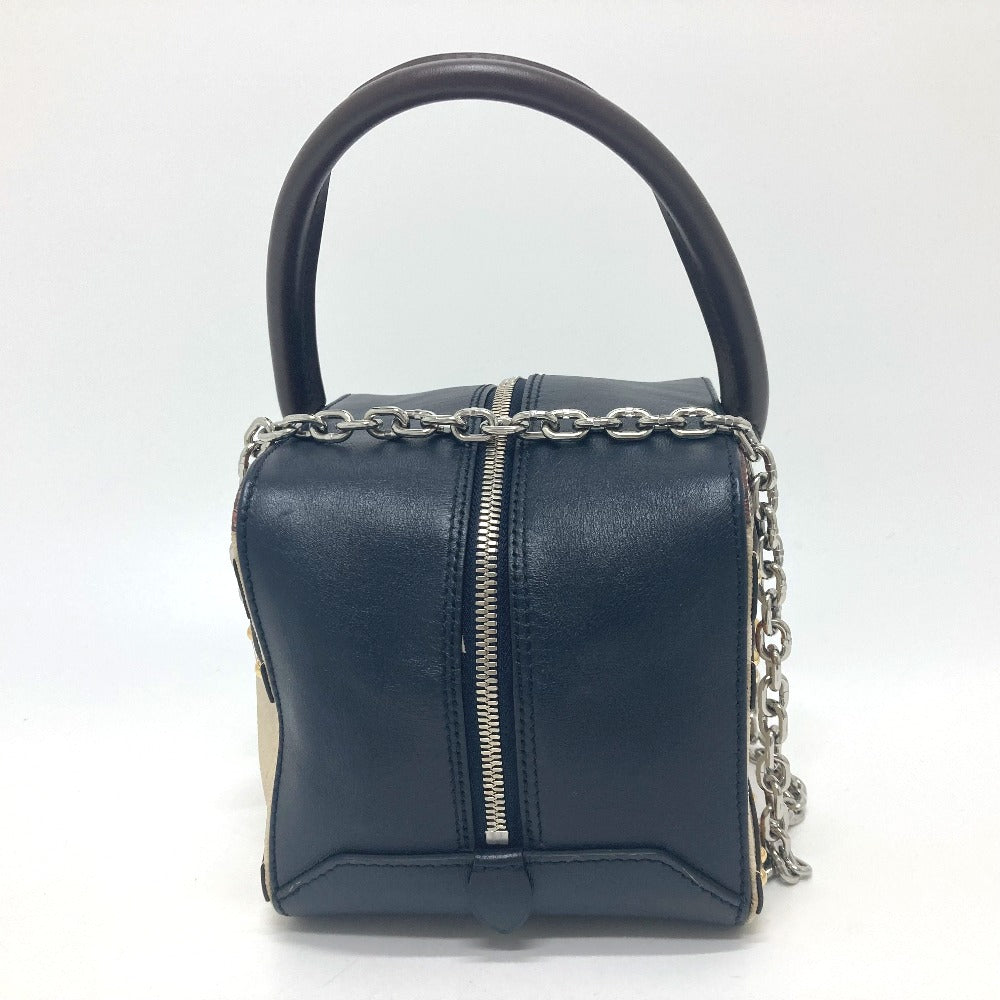 LOUIS VUITTON M52350 トロンプ ルイユ チェーン 2WAY ハンドバッグ レザー レディース ブラック/ベージュ