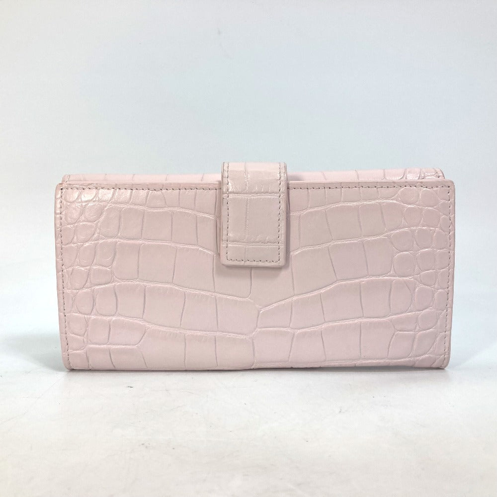 Alexander Wang Rhinestone Skull Crocodile Embossed Leather Long Wallet, Pink