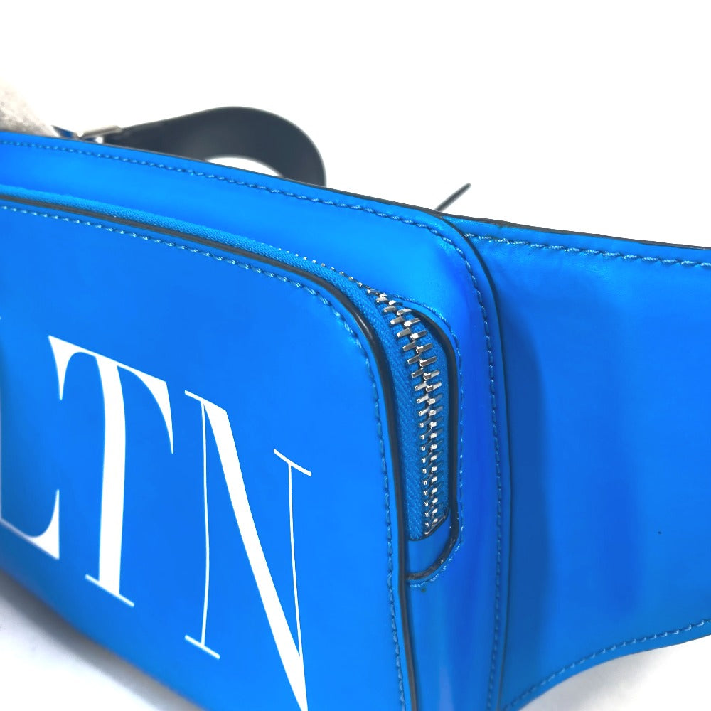 VALENTINO TY0B0719 VLTN Logo Body Bag, Crossbody Shoulder Bag, Waist Bag, Leather, Men's, Blue