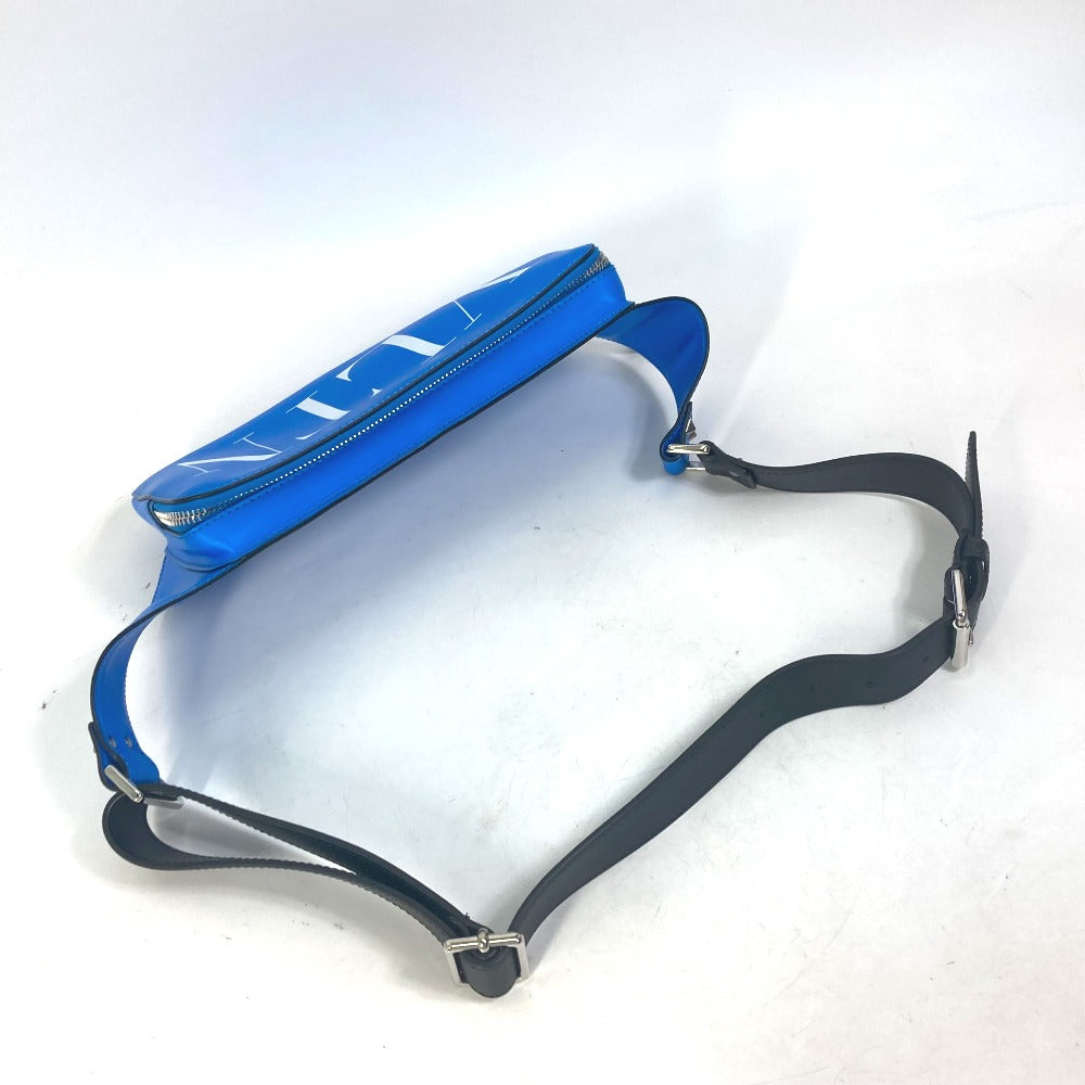 VALENTINO TY0B0719 VLTN Logo Body Bag, Crossbody Shoulder Bag, Waist Bag, Leather, Men's, Blue