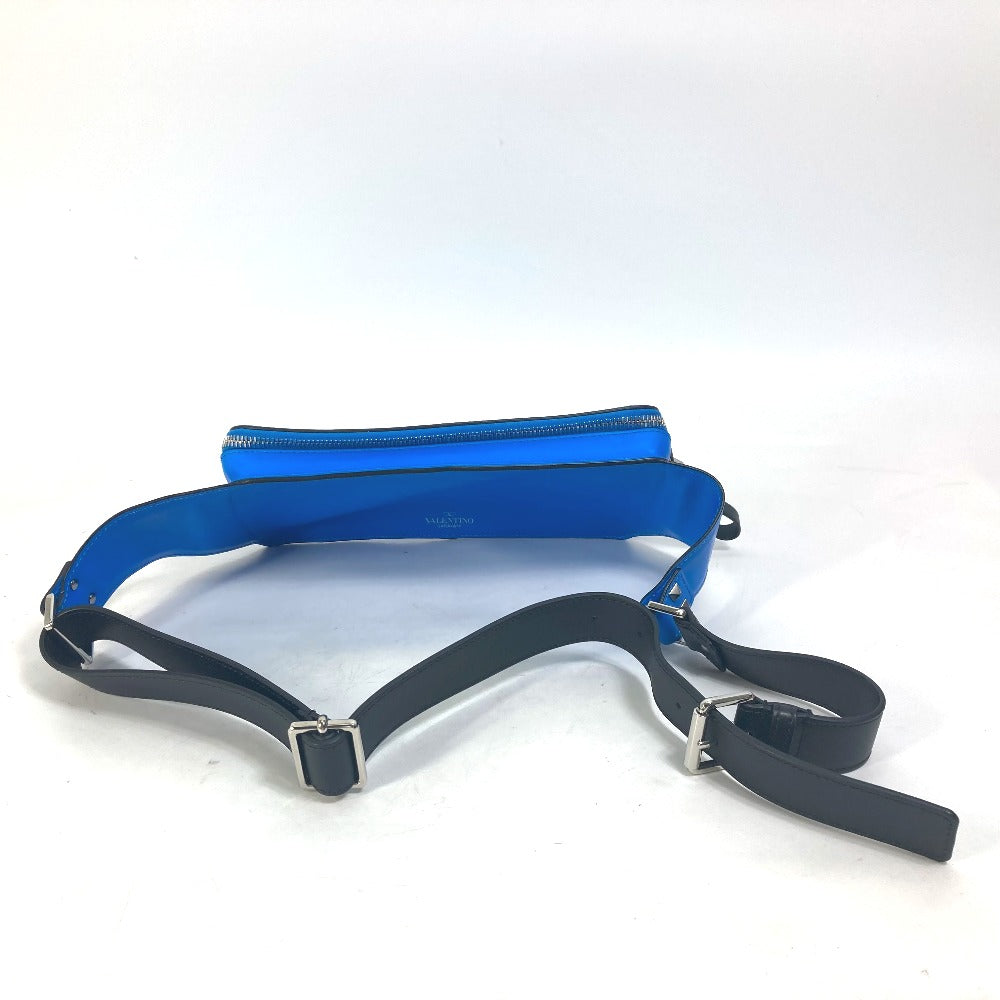 VALENTINO TY0B0719 VLTN Logo Body Bag, Crossbody Shoulder Bag, Waist Bag, Leather, Men's, Blue