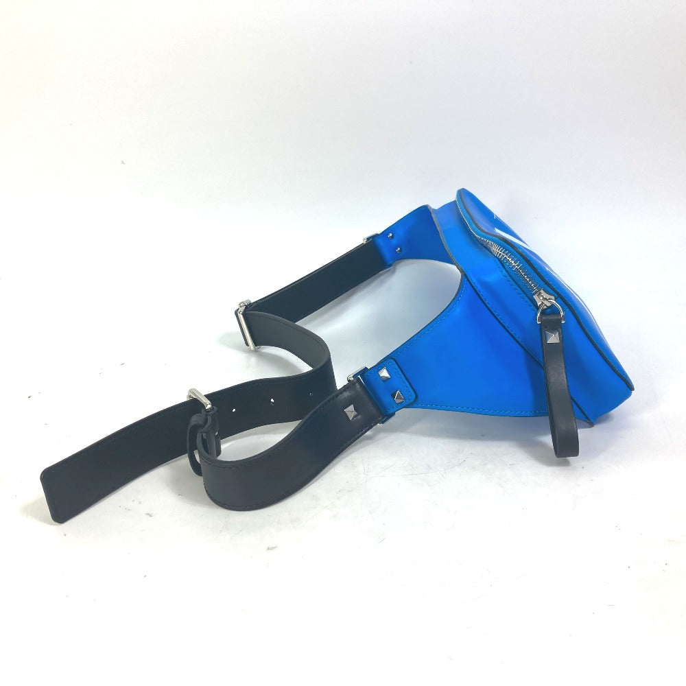 VALENTINO TY0B0719 VLTN Logo Body Bag, Crossbody Shoulder Bag, Waist Bag, Leather, Men's, Blue