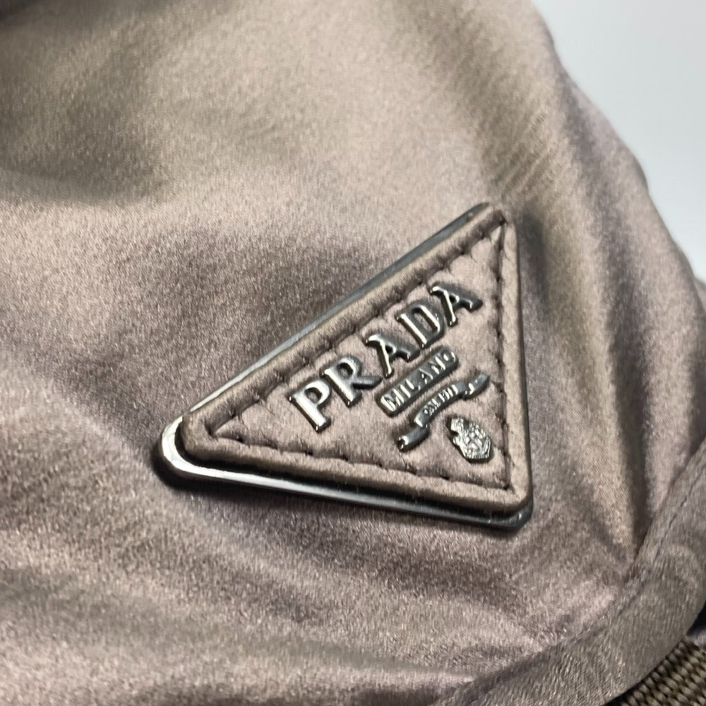 PRADA logo plate triangle logo triangle logo plate backpack bag rucksack women's satin brown
