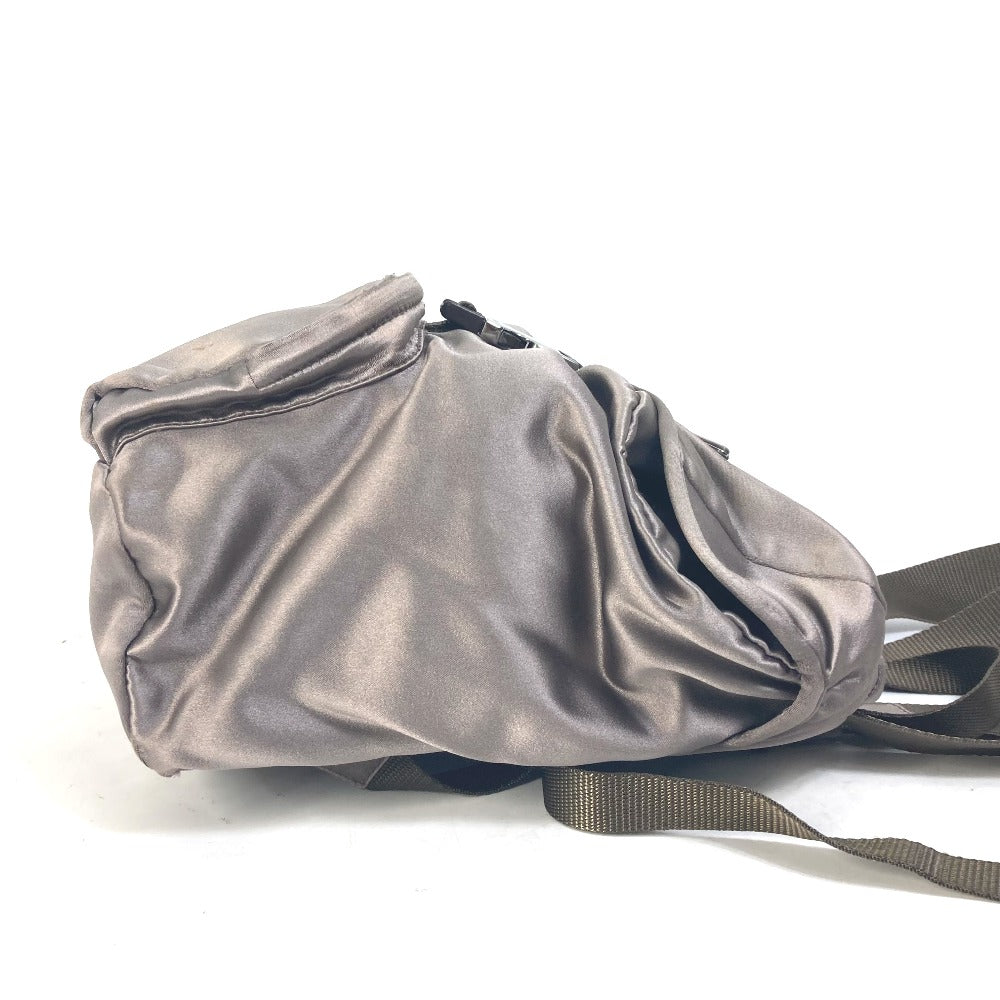 PRADA logo plate triangle logo triangle logo plate backpack bag rucksack women's satin brown