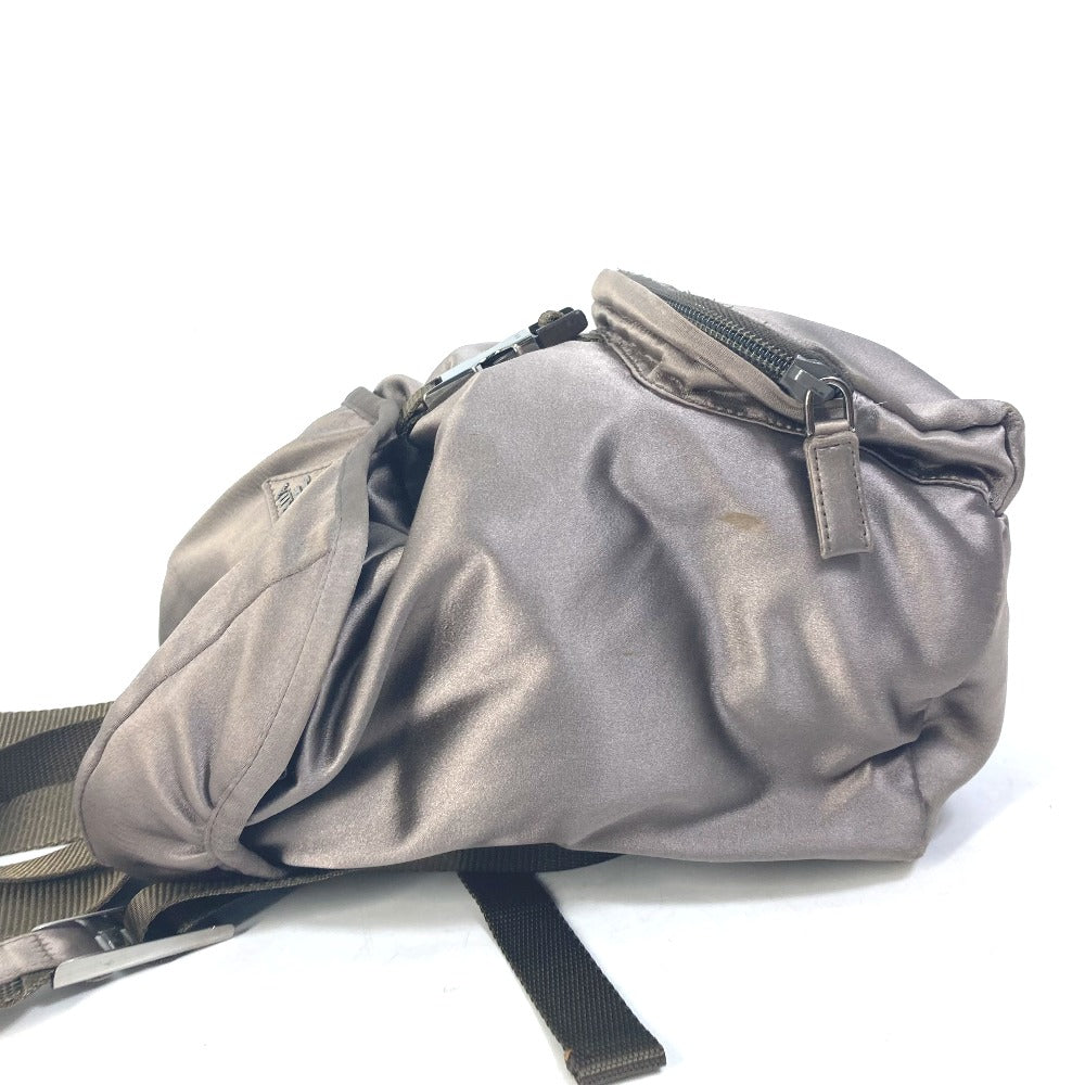 PRADA logo plate triangle logo triangle logo plate backpack bag rucksack women's satin brown