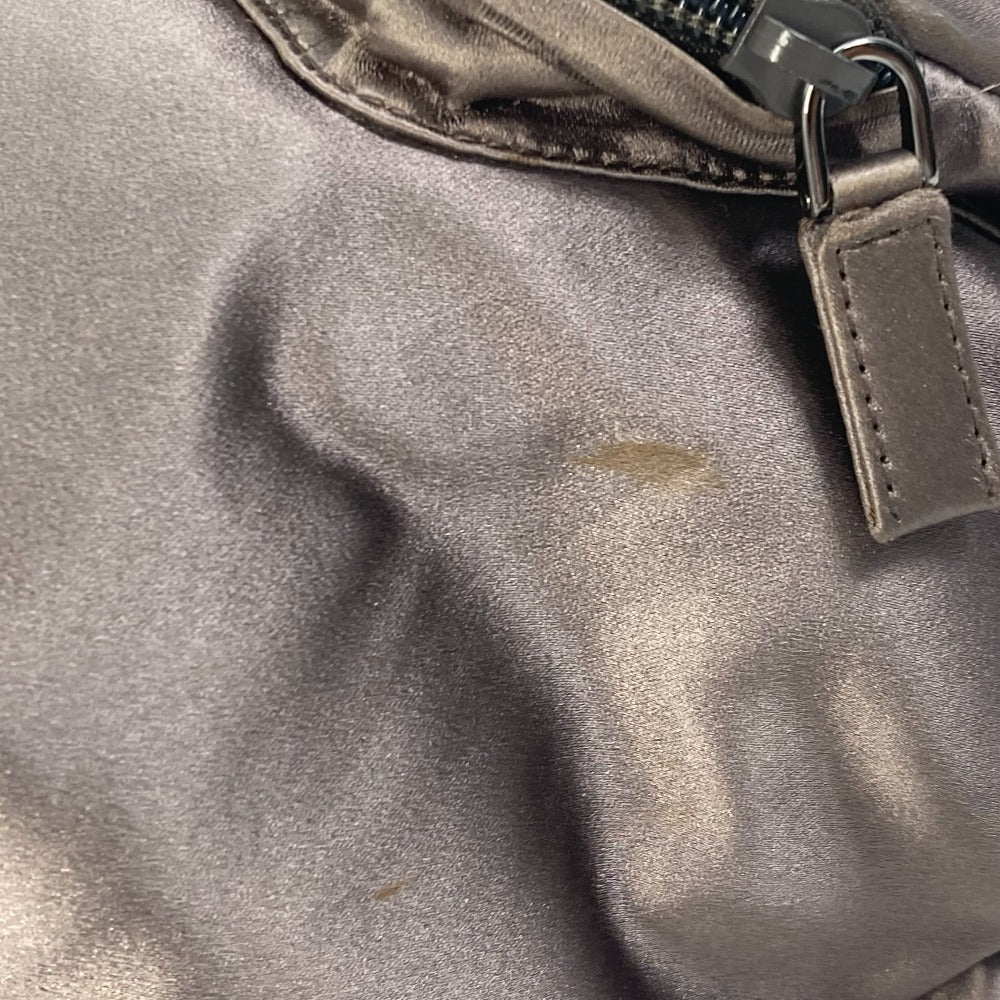 PRADA logo plate triangle logo triangle logo plate backpack bag rucksack women's satin brown