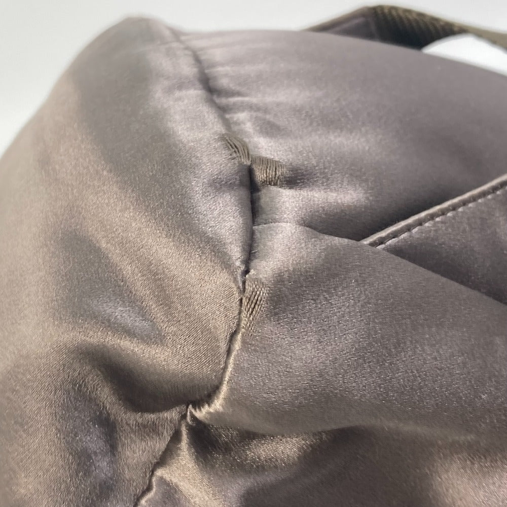 PRADA logo plate triangle logo triangle logo plate backpack bag rucksack women's satin brown
