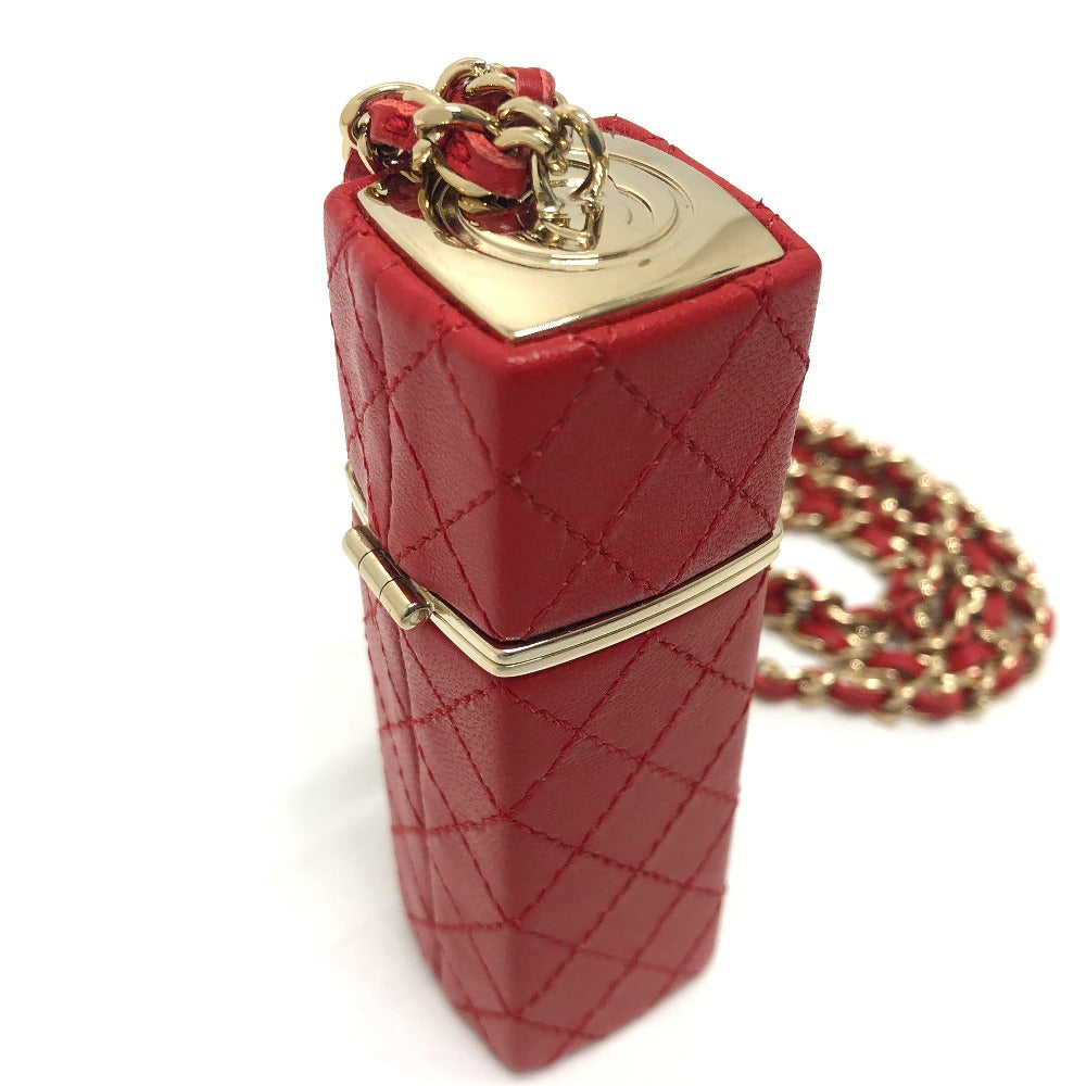CHANEL ココマーク CC リップケース チェーン ショルダーバッグ ショルダーバッグ レザー レディース レッド