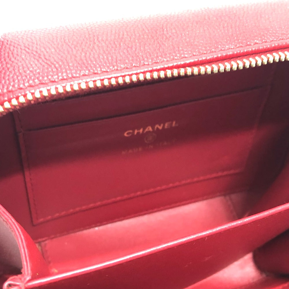 CHANEL A84452 CC フィリグリー マトラッセ チェーン ミニ ショルダーバッグ キャビアスキン レディース レッド