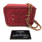 CHANEL A84452 CC フィリグリー マトラッセ チェーン ミニ ショルダーバッグ キャビアスキン レディース レッド