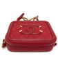 CHANEL A84452 CC フィリグリー マトラッセ チェーン ミニ ショルダーバッグ キャビアスキン レディース レッド