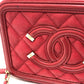 CHANEL A84452 CC フィリグリー マトラッセ チェーン ミニ ショルダーバッグ キャビアスキン レディース レッド
