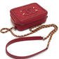 CHANEL A84452 CC フィリグリー マトラッセ チェーン ミニ ショルダーバッグ キャビアスキン レディース レッド