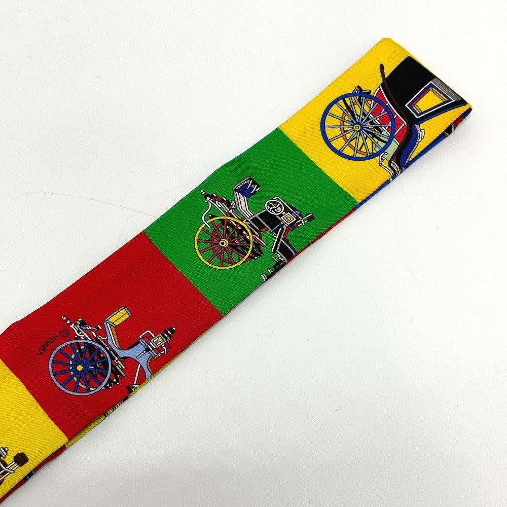 HERMES Horse-Drawn Twilly Scarf, Silk, Women's, Multicolor