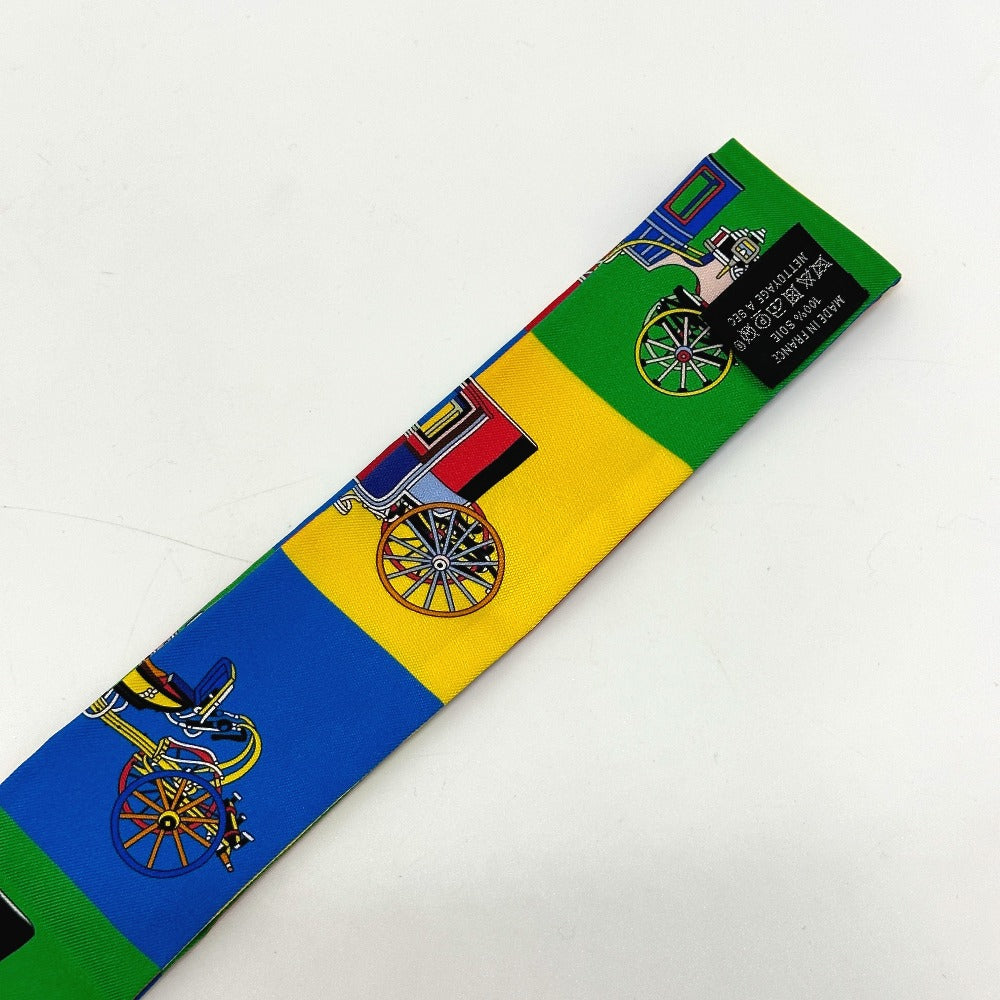 HERMES Horse-Drawn Twilly Scarf, Silk, Women's, Multicolor