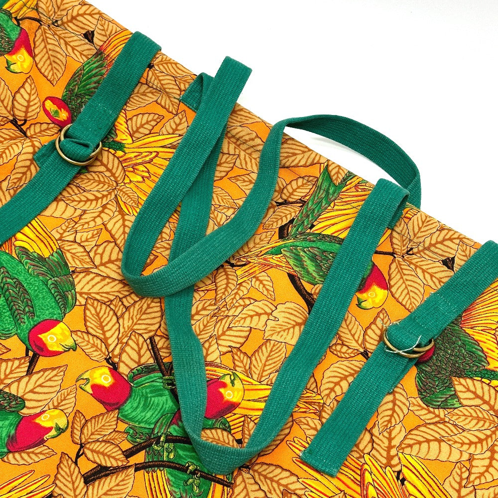 HERMES Parakeet Bird Print Canvas Tote Bag for Women, Orange