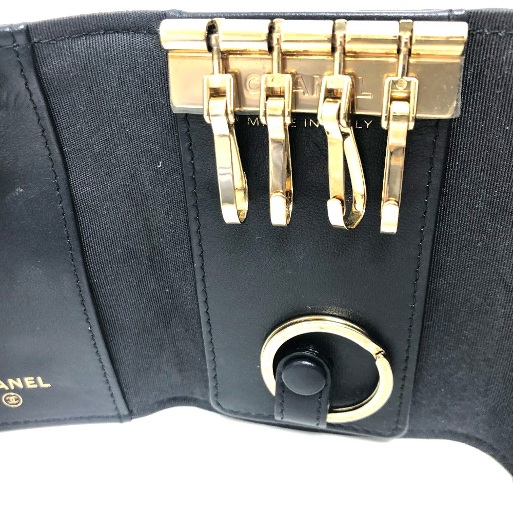 CHANEL ココマーク 4連 キーリング付き キーケース キーケース レザー レディース ブラック