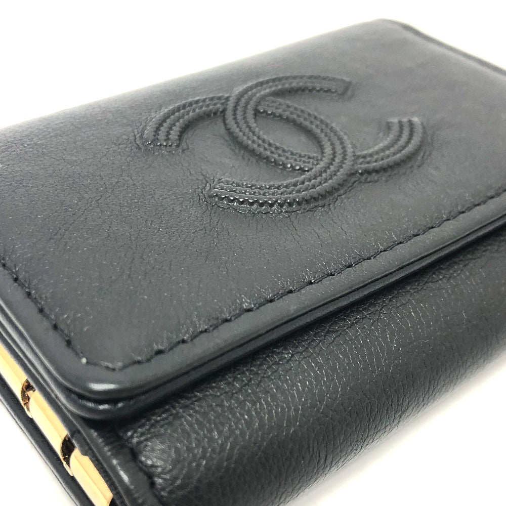 CHANEL ココマーク 4連 キーリング付き キーケース キーケース レザー レディース ブラック