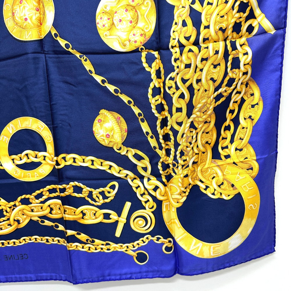 CELINE Jewelry Motif Large Vintage Silk Scarf, Purple
